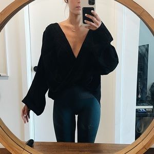 NWOT Free People V Blouse Black